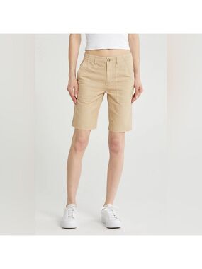 Ag Adriano Goldschmied Wes Cotton & Linen Shorts Relaxed Straight Short Size 24